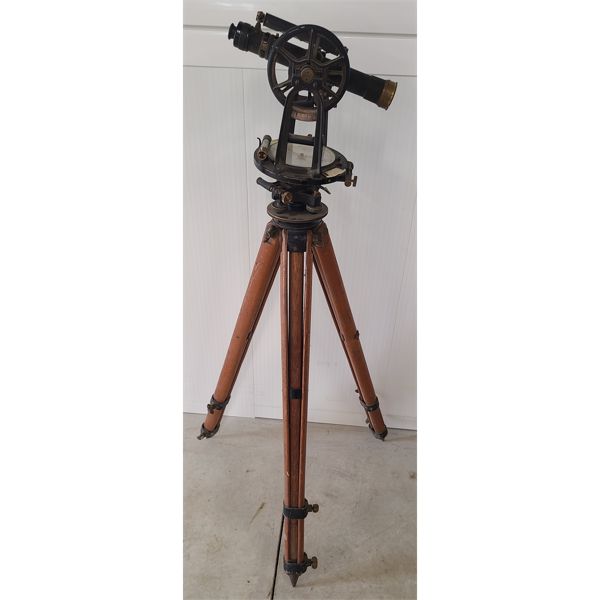 KEUFFEL & ESSER CO. SURVEYING BRASS TRANSIT FIELD SCOPE W/ CASE & TRIPOD STAND