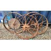 Image 1 : LOT OF 4 - CAST IRON SPOKED WHEELS 