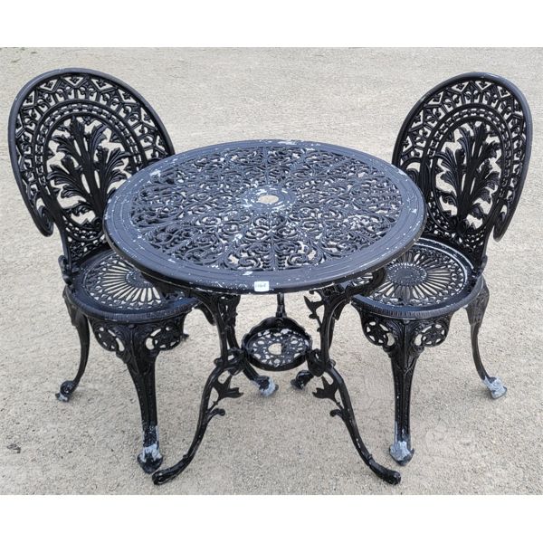 CAST IRON GARDEN TABLE & CHAIRS
