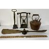 Image 2 : LOT OF 4 - BRASS PROPELLER, LION PAW DOOR STOPPER, COPPER KETTLE, ETC