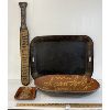 Image 1 : LOT OF 4 - WOODEN TRAYS & PADDLE