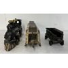 Image 2 : LOT OF 3 - CAST IRON LOCOMOTIVES & CARS - INCL OVERLAND LIMITED CO.