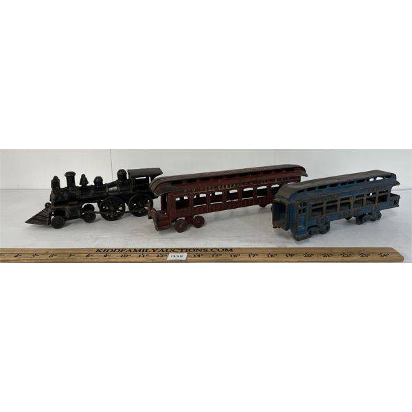 LOT OF 3 - CAST IRON LOCOMOTIVES - INCL OVERLAND LIMITED, ETC