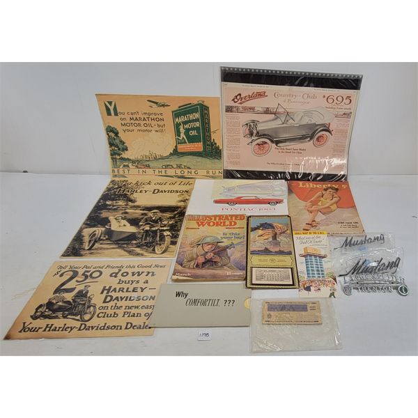 JOB LOT - PAPER ADVERTISEMENTS, CALENDARS & SHELL MAP, ETC.