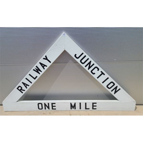 RAILWAY JUNCTION ONE MILE MARKER SIGN