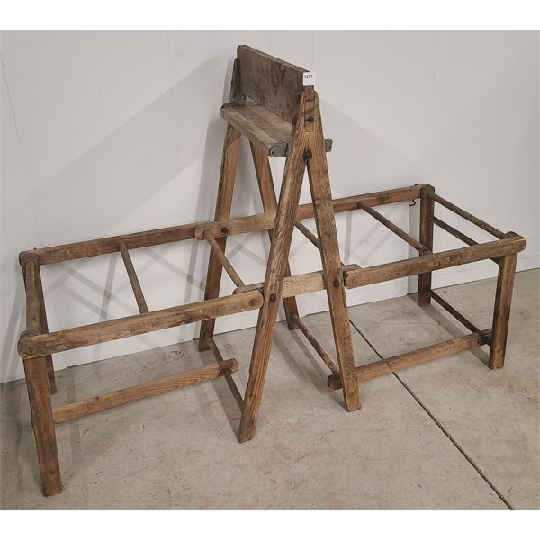 PRIMITIVE DOUBLE WASH TUB STAND 
