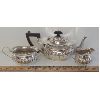 Image 2 : LOT OF 3 - SILVER TEA POT W/ CREAM & SUGAR DISHES 