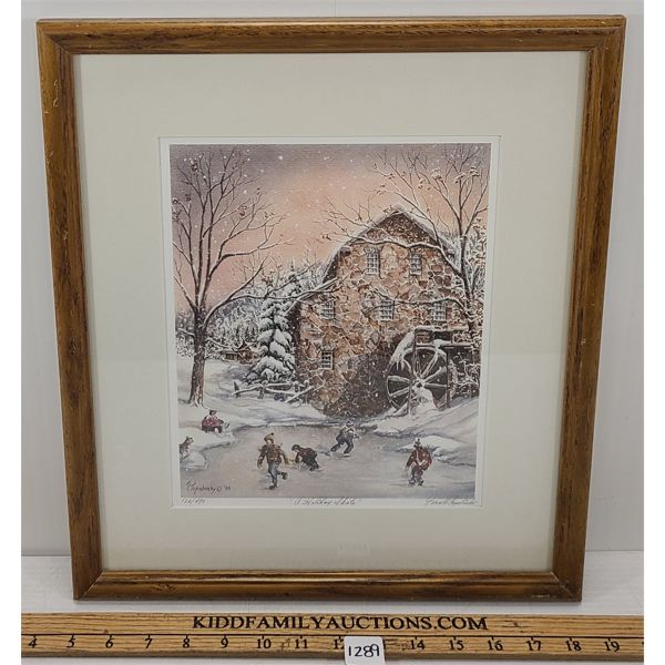 "A HOLIDAY SKATE" BY GERALD TOPOLINSKY - ARTIST ORIGINAL PRINT - 126/490 