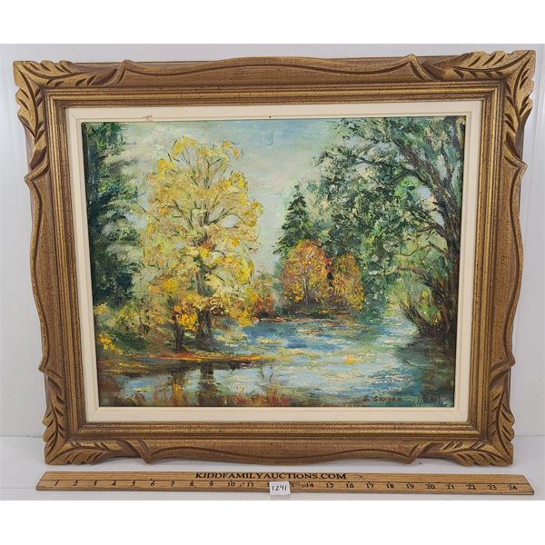 FOREST SCENE BY G. GORHAM - OIL ON CANVAS - 1969 