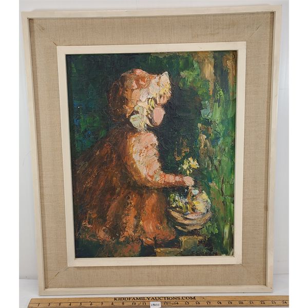 ABSTRACT CHILD BY G. GORHAM - OIL ON BOARD 