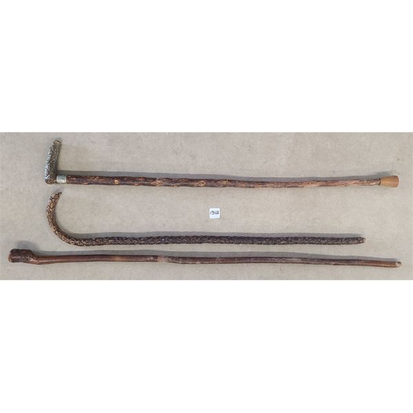 LOT OF 3 - CARVED CANES 