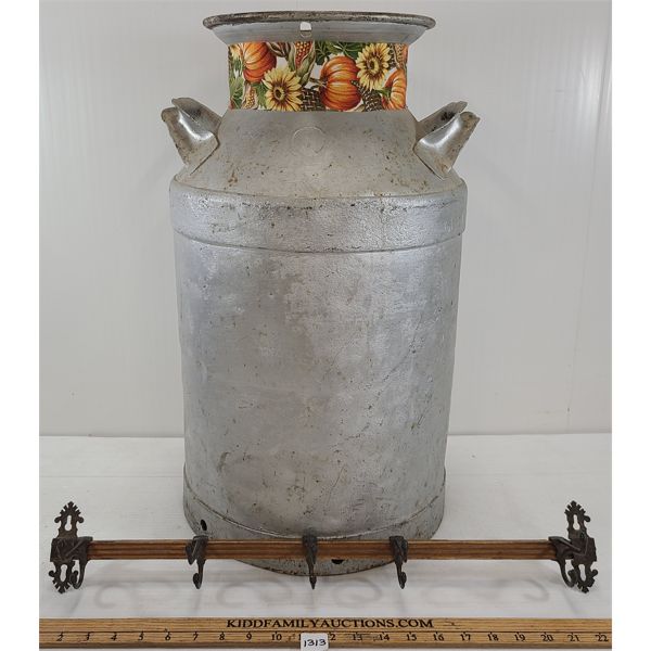 LOT OF 2 - OPEN TOP MILK CAN & COAT RACK 