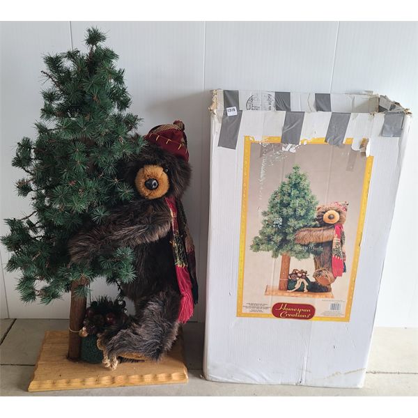 HOMESPUN CREATIONS CHRISTMAS TREE BEAR W/ BOX 