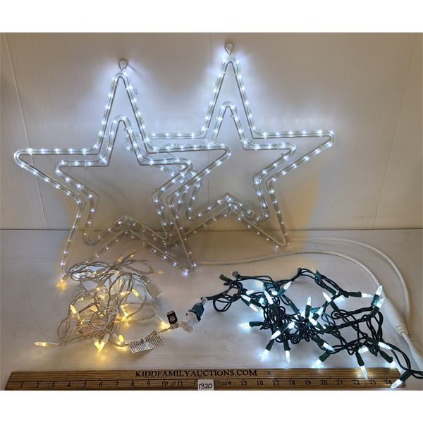 JOB LOT - CLEAR MINI LIGHTS, DECORATIVE TREES & OUTDOOR STAR LIGHTS 