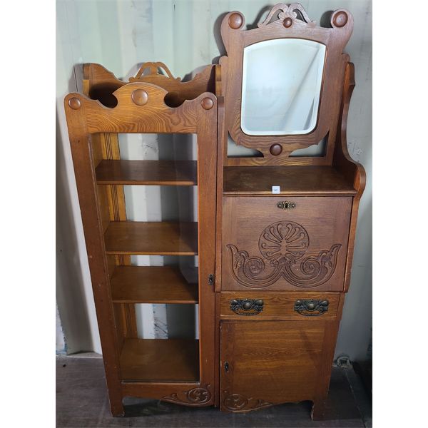 ANTIQUE OAK SIDE-BY-SIDE SECRETARY