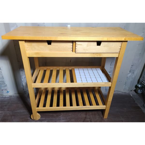 PINE KITCHEN ISLAND ON CASTERS