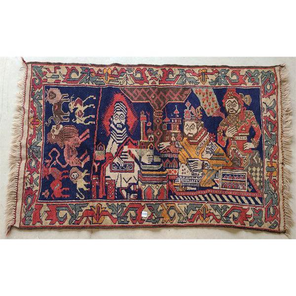 HAND KNOTTED PERSIAN PICTORIAL RUG 