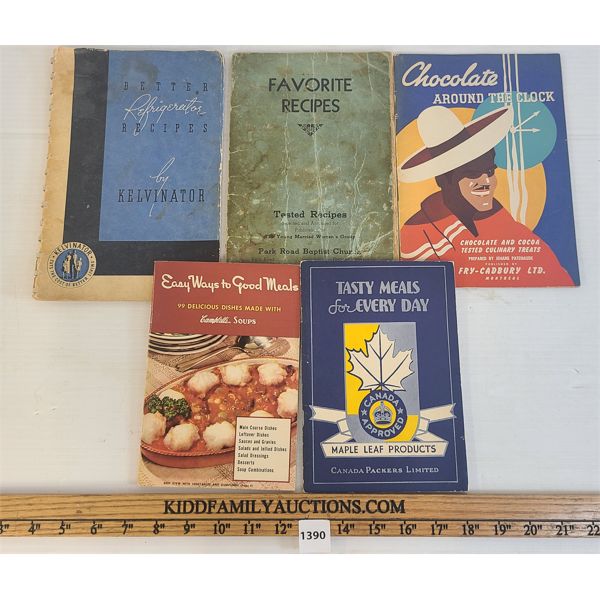 LOT OF 5 - MISC COOK BOOKS - INCL "BETTER REFRIGERATOR RECIPES" 