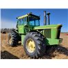 Image 31 : JD 7020 4x4 Tractor, running, CAB c/w roll bar, 7052 hrs, 8 spd with hi & low, 23.1 x 30 Singles, 10