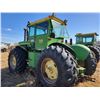 Image 6 : JD 7020 4x4 Tractor, running, CAB c/w roll bar, 7052 hrs, 8 spd with hi & low, 23.1 x 30 Singles, 10