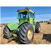 Image 8 : JD 7020 4x4 Tractor, running, CAB c/w roll bar, 7052 hrs, 8 spd with hi & low, 23.1 x 30 Singles, 10