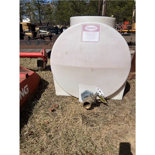 Approx. 200-gal poly tank c/w valve
