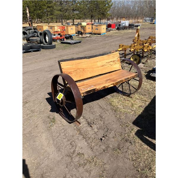 Custom made 4 ft bench c/w steel wheels