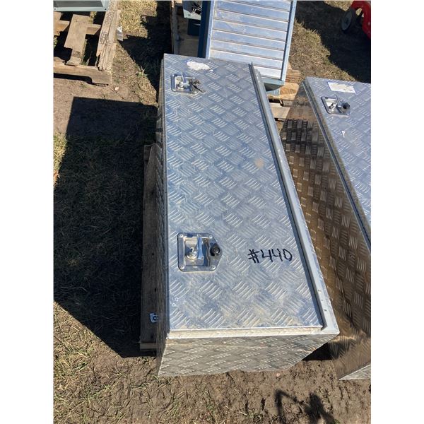 Aluminum storage box. 48" long, 16" high, 16" wide. Has keys.