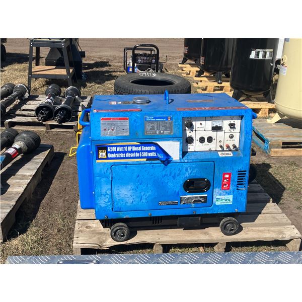 6500 watt diesel generator, runs, needs battery.