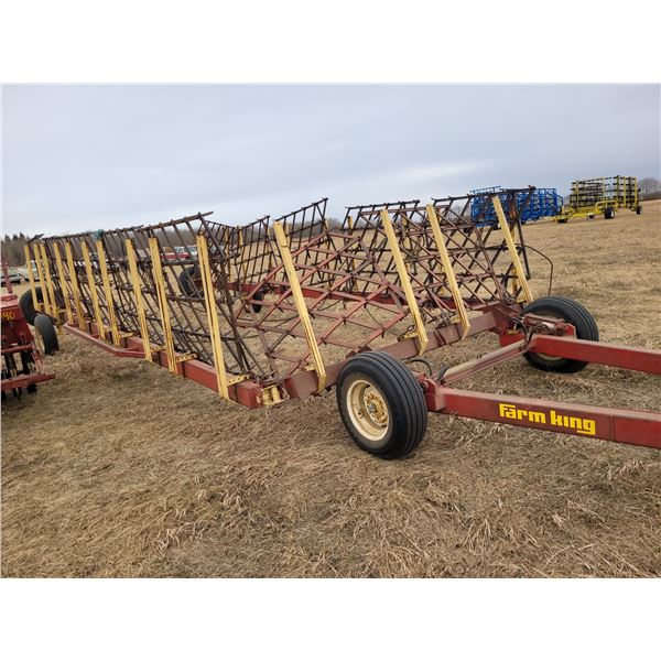 F.K. 12 section 60' Diamond harrows & draw bar 1 harrow is bent.