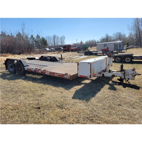 Shop built pindle hitch 74" deck trailer, 6300 kg's c/w 146" tilting deck, 2- approx. 10,000 lb axle