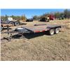 Image 1 : Homemade ball hitch trailer, approx. 80" x 16 ft tandem axle trailer c/w steel deck, approx. 2500 lb