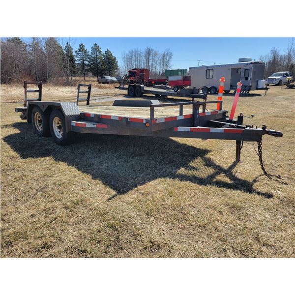 Flat deck Trailer, 80" X 16 ft 4" c/w 2 ft dovetails & 38" ramps, approx. 2- 3,000 lb axles (Serial 