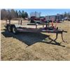 Image 1 : Flat deck Trailer, 80" X 16 ft 4" c/w 2 ft dovetails & 38" ramps, approx. 2- 3,000 lb axles (Serial 
