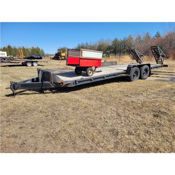 1996 Norbert, approx 23 ft deck trailer, 5 ft ramps, 2- 7,000 lb axles, LT245/75R16 tires, beavertai