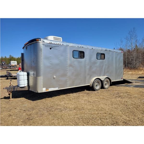 2009 Continental 20 ft enclosed tandem axle office trailer c/w fold down ramp, side door, A/C, heate