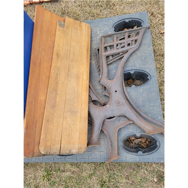 Old steel framed bench