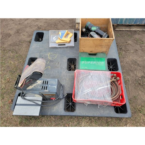 Belt sander, sandblaster, 12-V tools & cutting torch