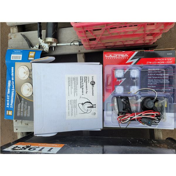 Cord reel, spot lights & 2- small work lights