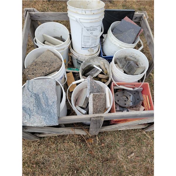 Pallet of misc. granite, quartz, marble etc.