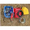 Image 1 : 2- Jerry cans, 4- grease guns, booster cables & tire wrench