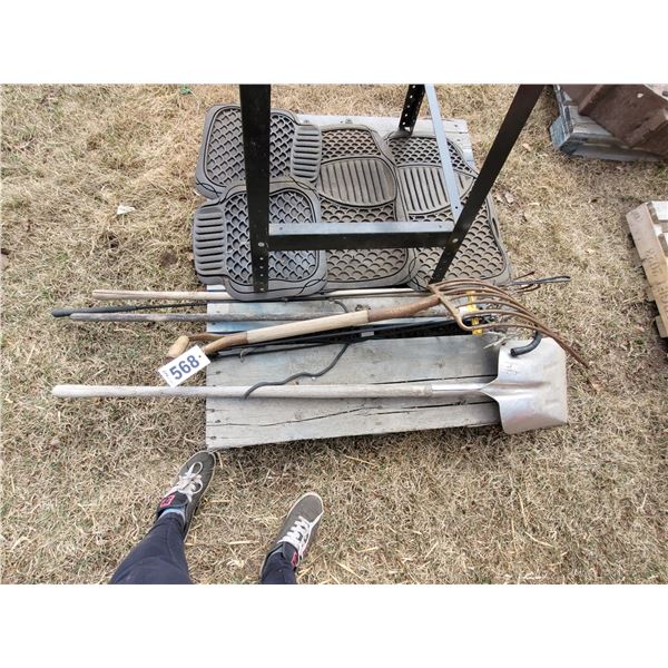 8 tine fork, shovel, weasel whip etc