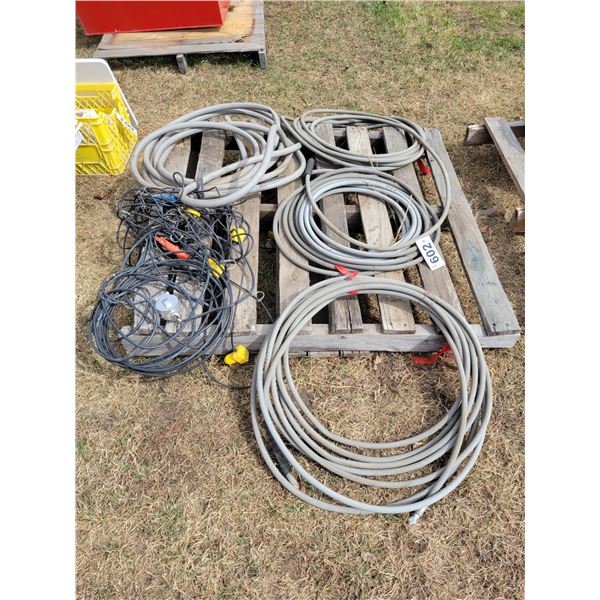 Pallet of pressure hose (poor), garden hose & cable