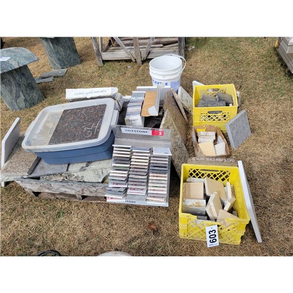 Pallet of granite, slate etc