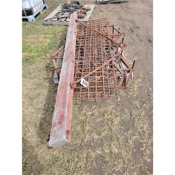 2- good diamond harrows, draw bar.