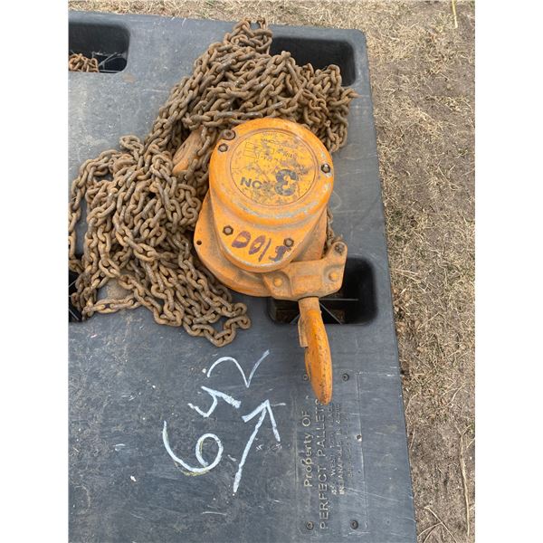 3 ton chain hoist, Located in N.Side field