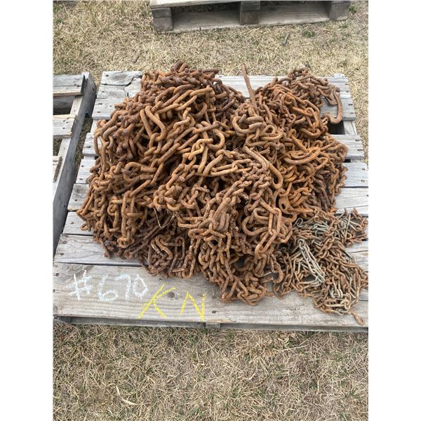Pallet of tire chains.
