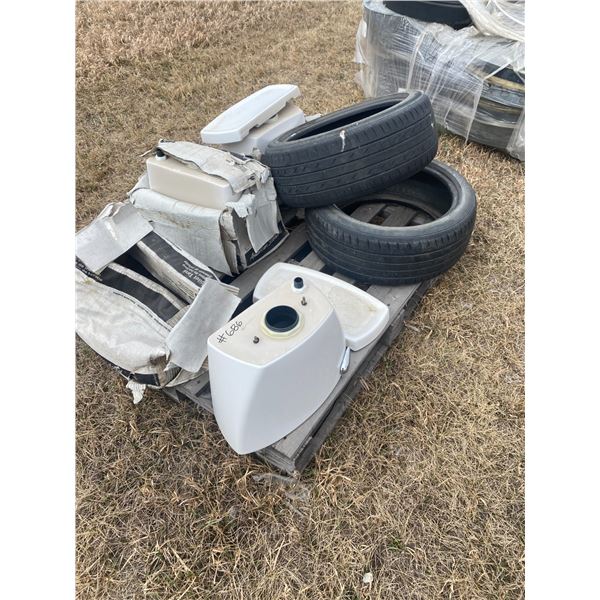 4 toilet tops & 2- 215 R17 tires