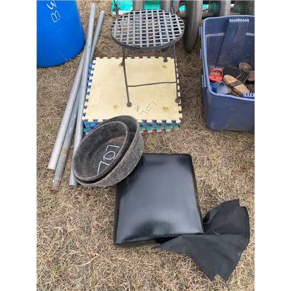 Rub & plastic pails, misc. pipe, barrel, seats