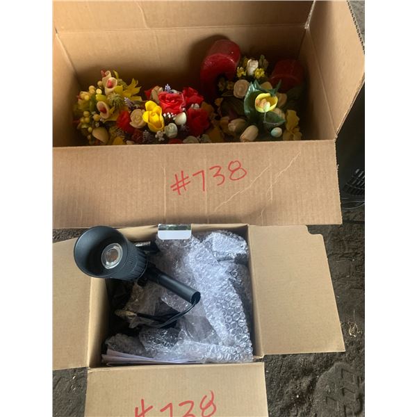 Soap flowers, patio lights, small oscillating fan.